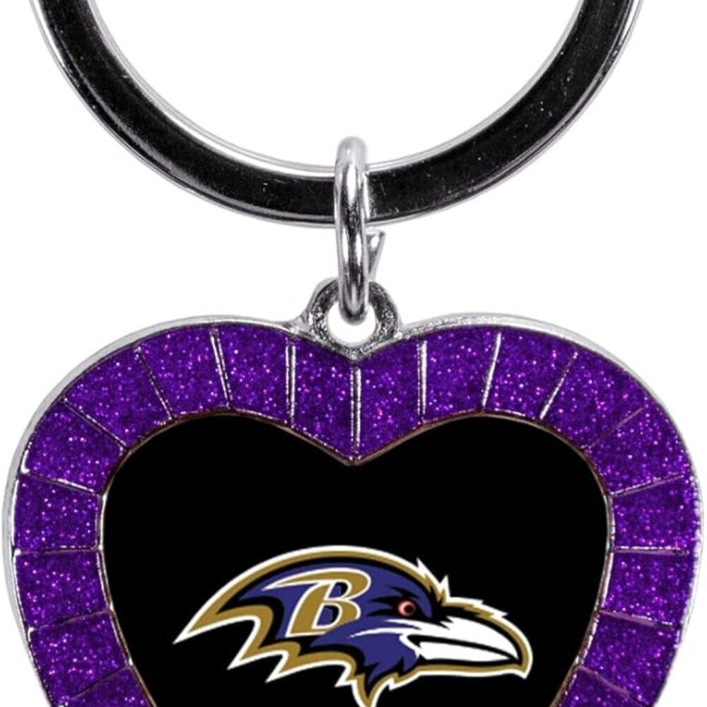 NFL Football Rhinestone Heart Keychain - Great Accessory - Picture 1 of 7